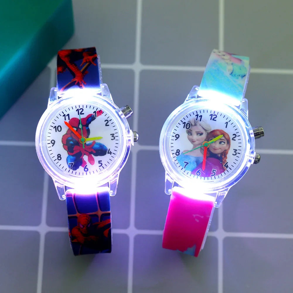 Glowing Children's Watch – Available in Spider-Man and Frozen Designs