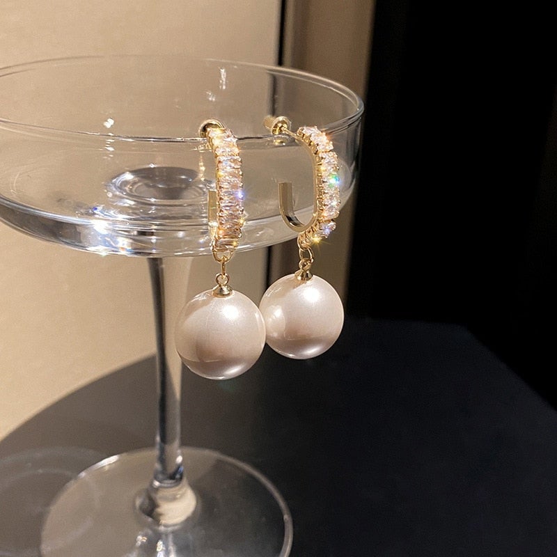 Luxurious Pearl and Zirconia Earrings – Amara