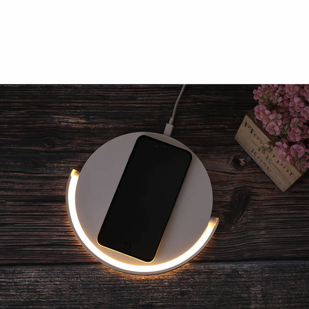 AuraGlow Smart Charging Dock | Modern bedside lamp with integrated fast wireless charging for all Qi-enabled devices