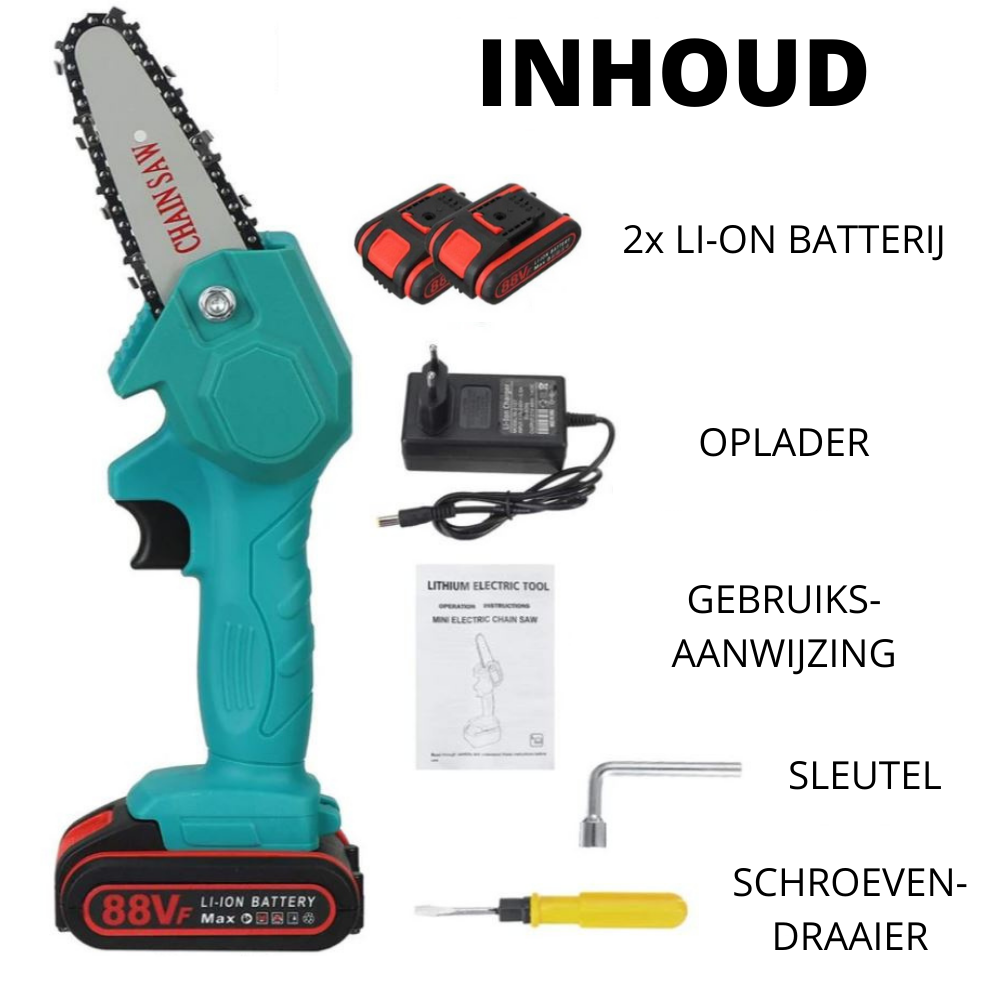 HandyPRO | Powerful Handheld Electric Chainsaw | Wireless Pruning | Includes 2 Batteries | Lightweight and Eco-Friendly | For Efficient Garden Maintenance