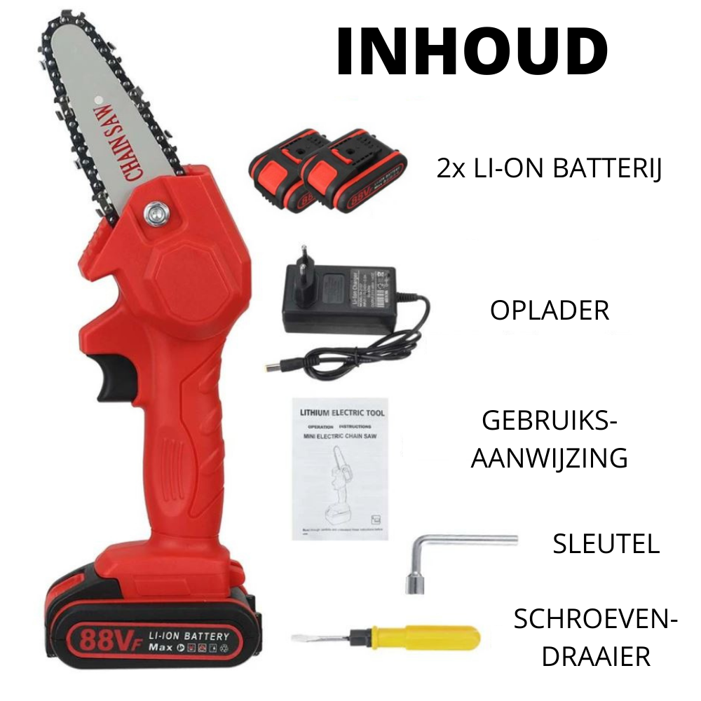 HandyPRO | Powerful Handheld Electric Chainsaw | Wireless Pruning | Includes 2 Batteries | Lightweight and Eco-Friendly | For Efficient Garden Maintenance
