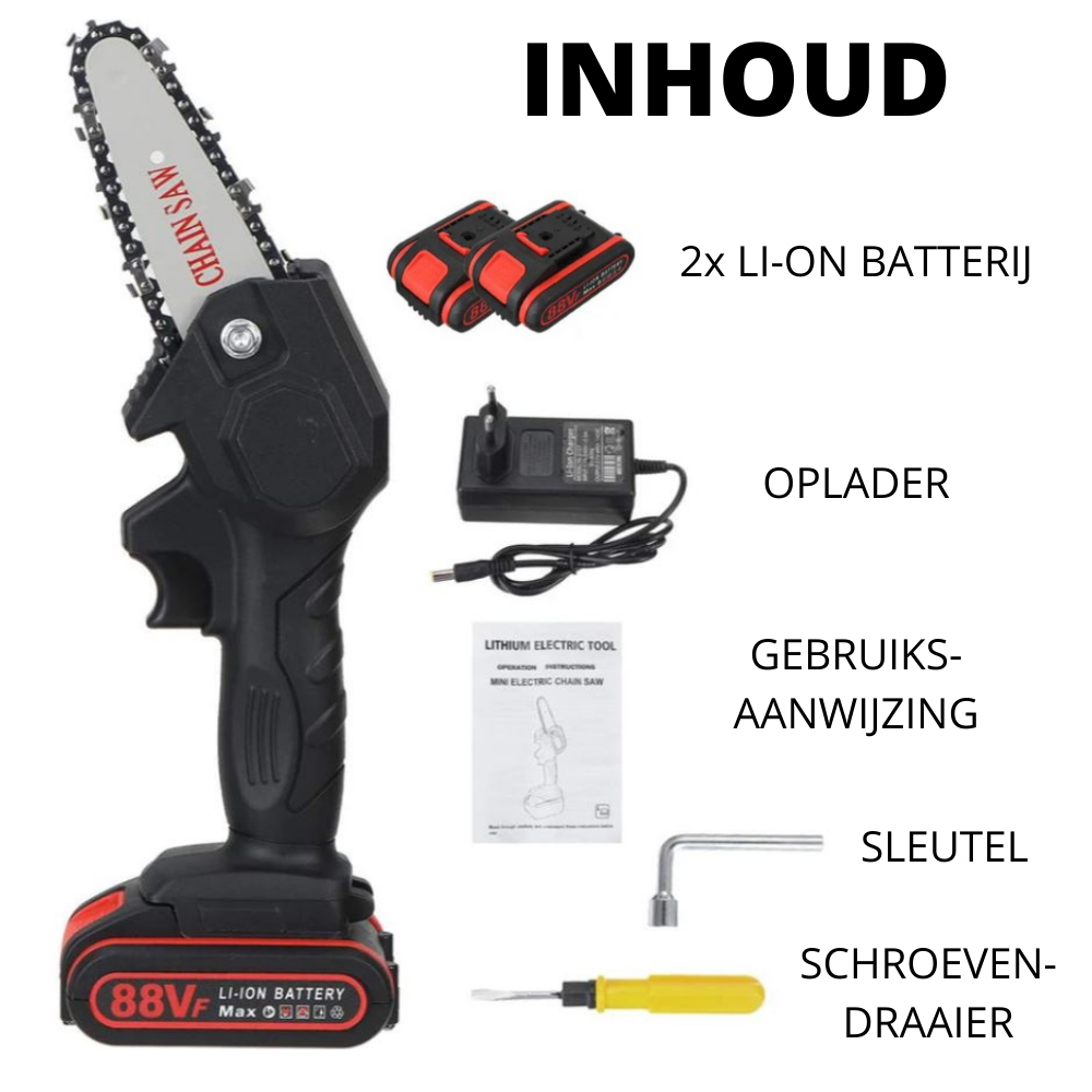 HandyPRO | Powerful Handheld Electric Chainsaw | Wireless Pruning | Includes 2 Batteries | Lightweight and Eco-Friendly | For Efficient Garden Maintenance