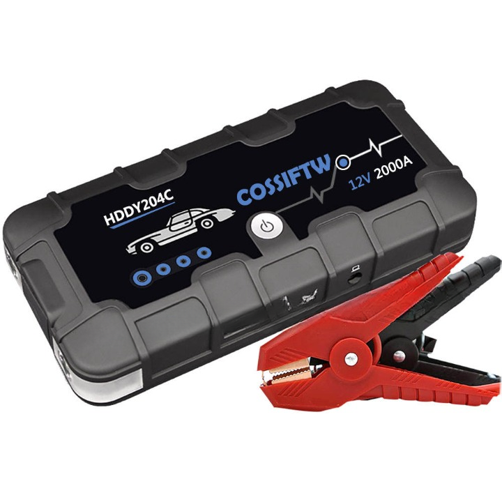 2000A UltraSafe Auto 12V Jump Starter Accupack, Battery Booster, Jump Box, Portable Charger and Jump Cables for 6.0L Petrol and 3.0L Diesel Engines