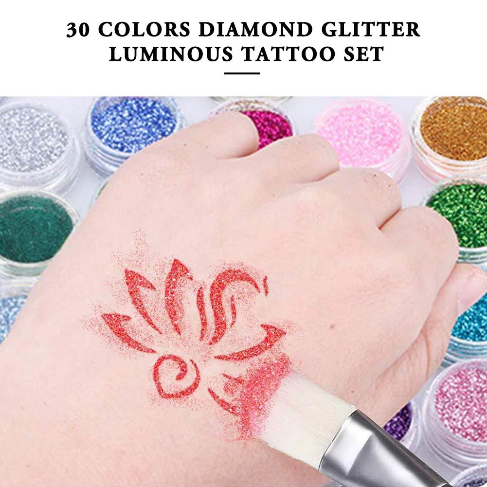 GlitterInk Tattoo Set – 30 Colours & 120 Shapes for Creative Body Art - Perfect Gift for Children