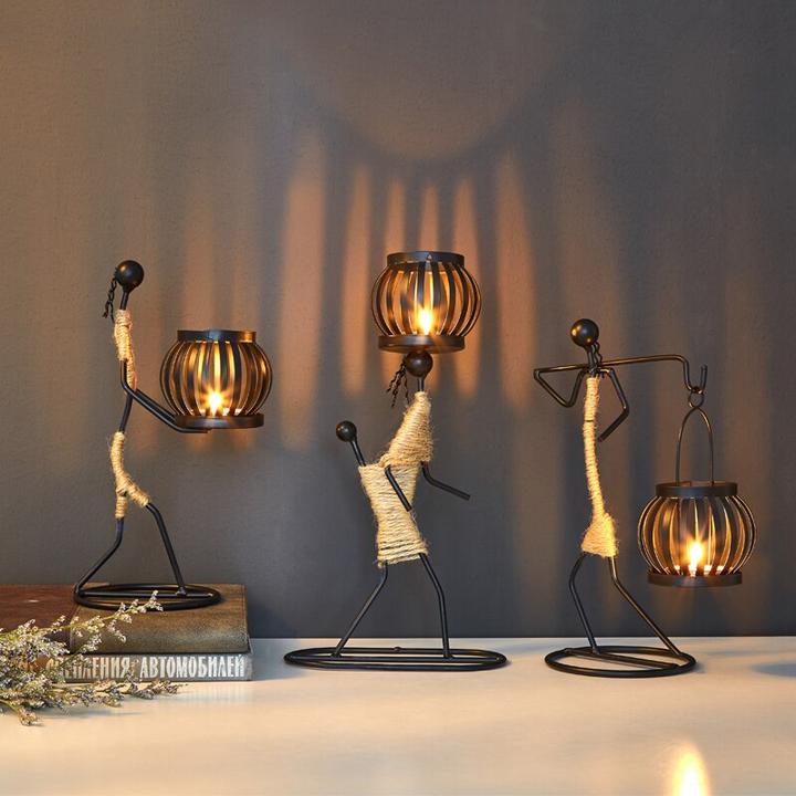 Rustic Lantern Figures Candle Holders - Stylish Ambient Lighting
