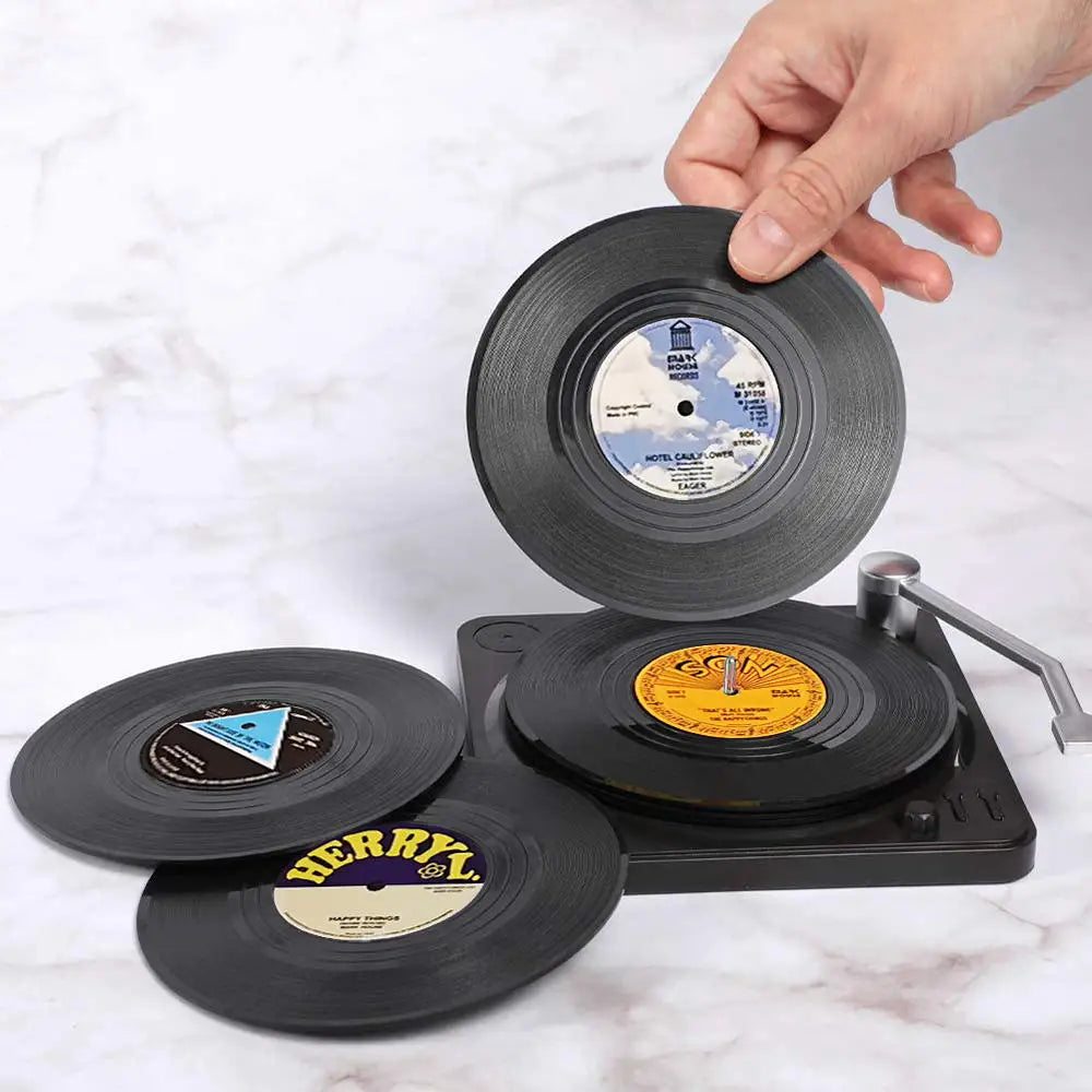 Retro Vinyl Coasters Set - Protect Your Furniture with Musical Style