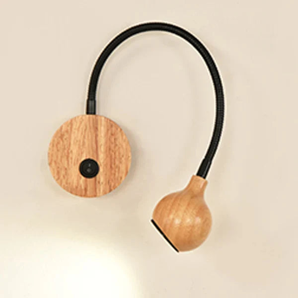 TimberGlow LED Wall Sconce | Elegant natural wood bedside lamp with directional lighting for indoor use