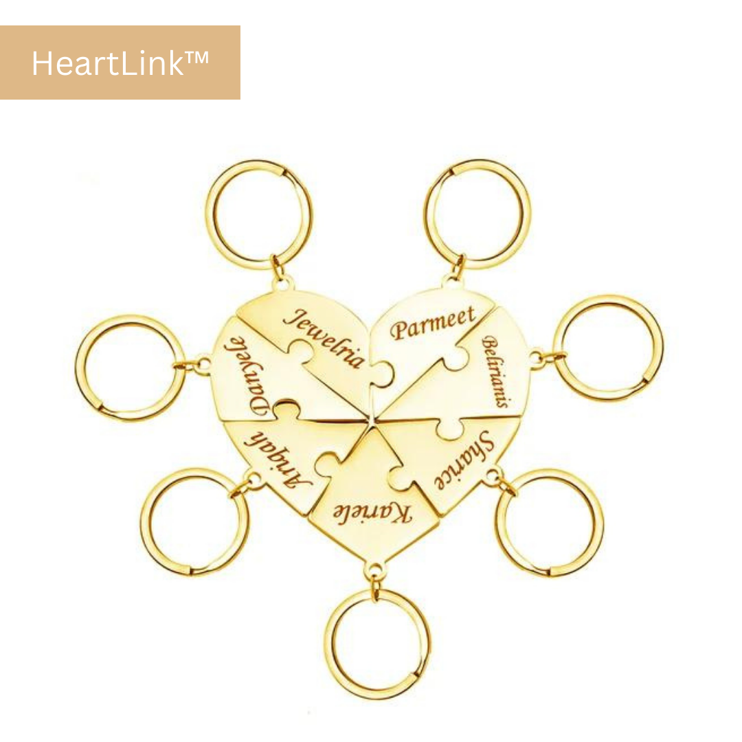 AuraHeart HeartLink | Premium Heart Keychain with Personal Engraving Option