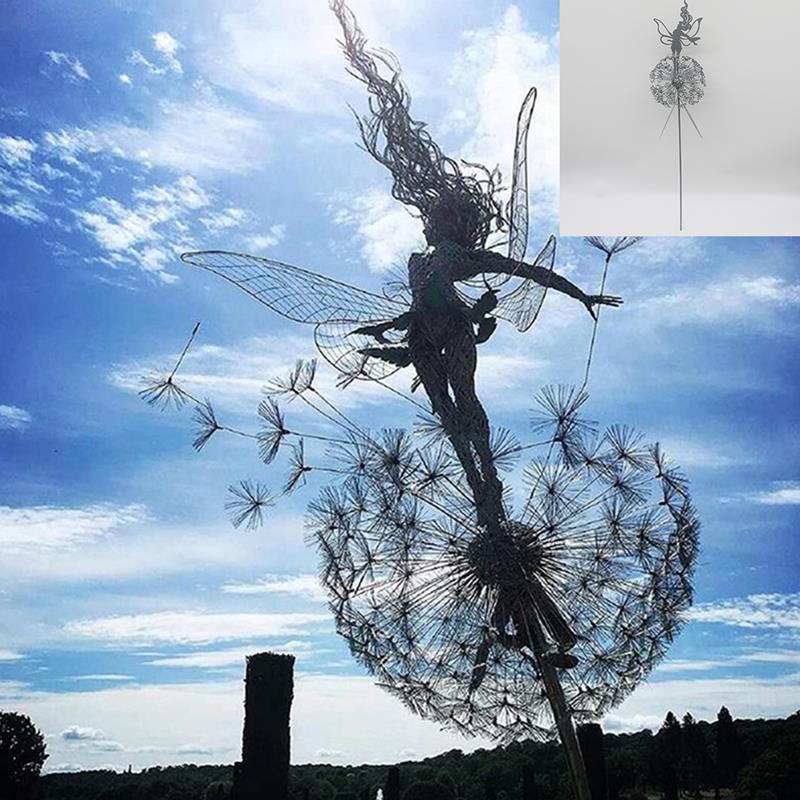 Fairies and Dandelions Dancing Together Sculpture for Outdoor Garden