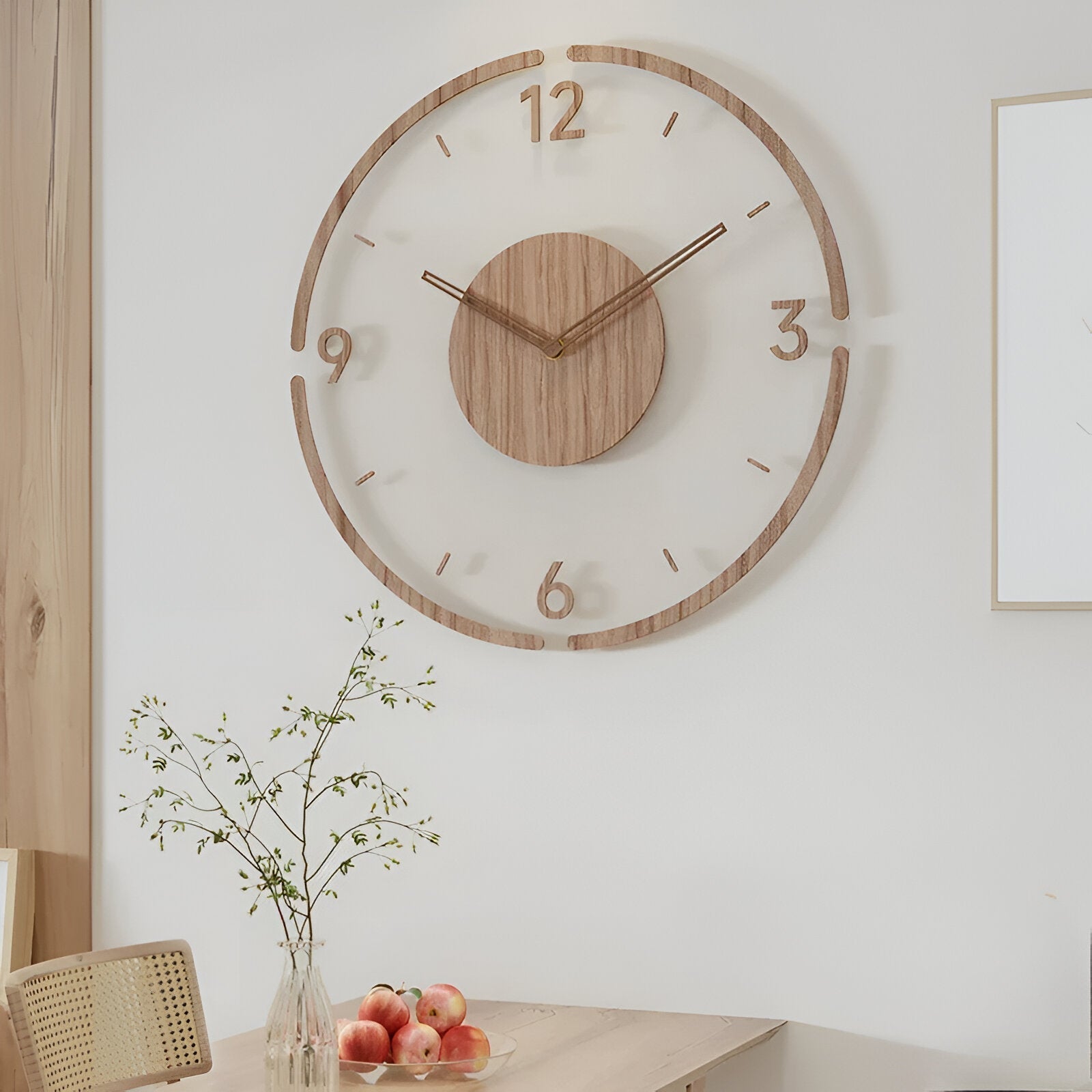 ClearWood Silent Wall Clock – Contemporary Wood and Acrylic Design