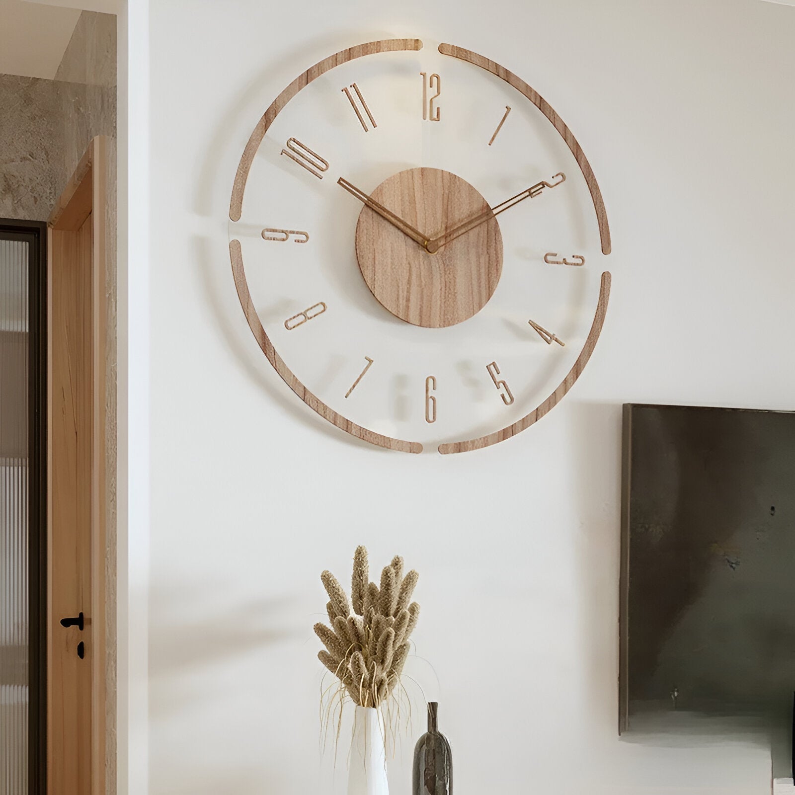 ClearWood Silent Wall Clock – Contemporary Wood and Acrylic Design
