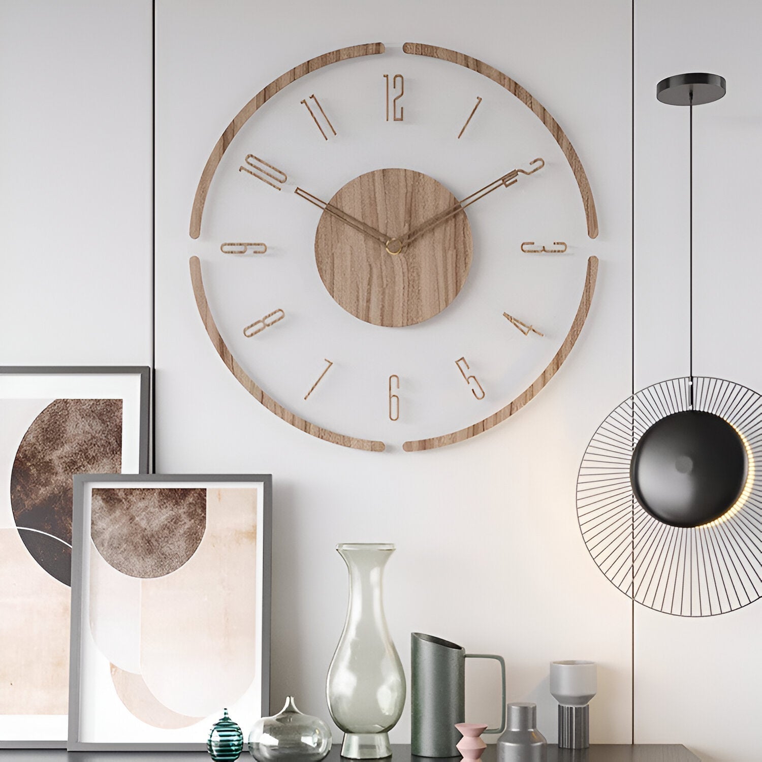 ClearWood Silent Wall Clock – Contemporary Wood and Acrylic Design