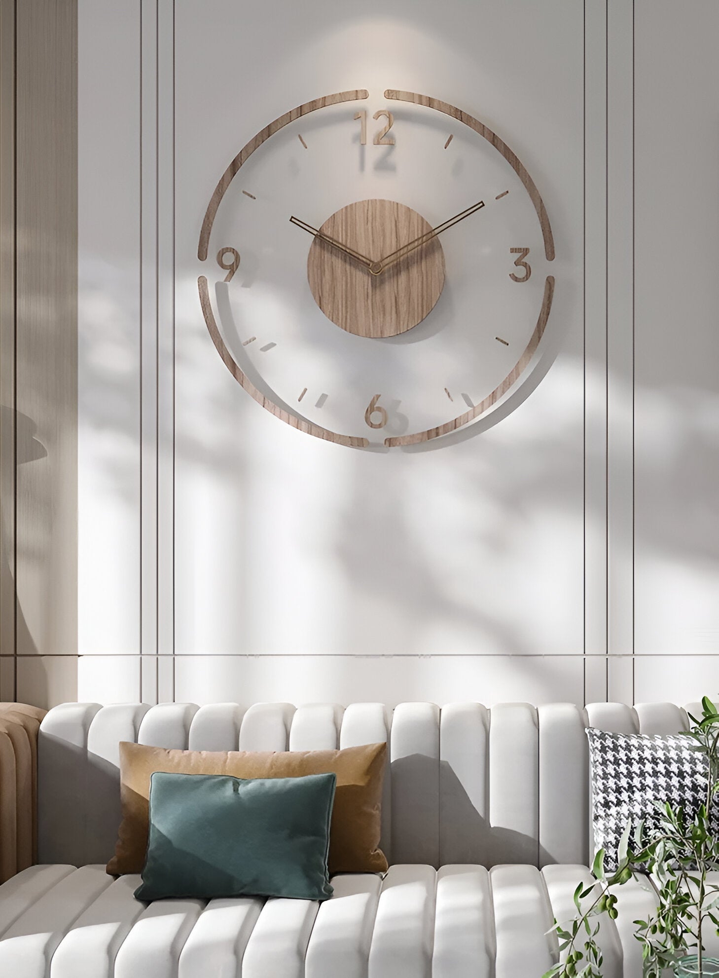 ClearWood Silent Wall Clock – Contemporary Wood and Acrylic Design