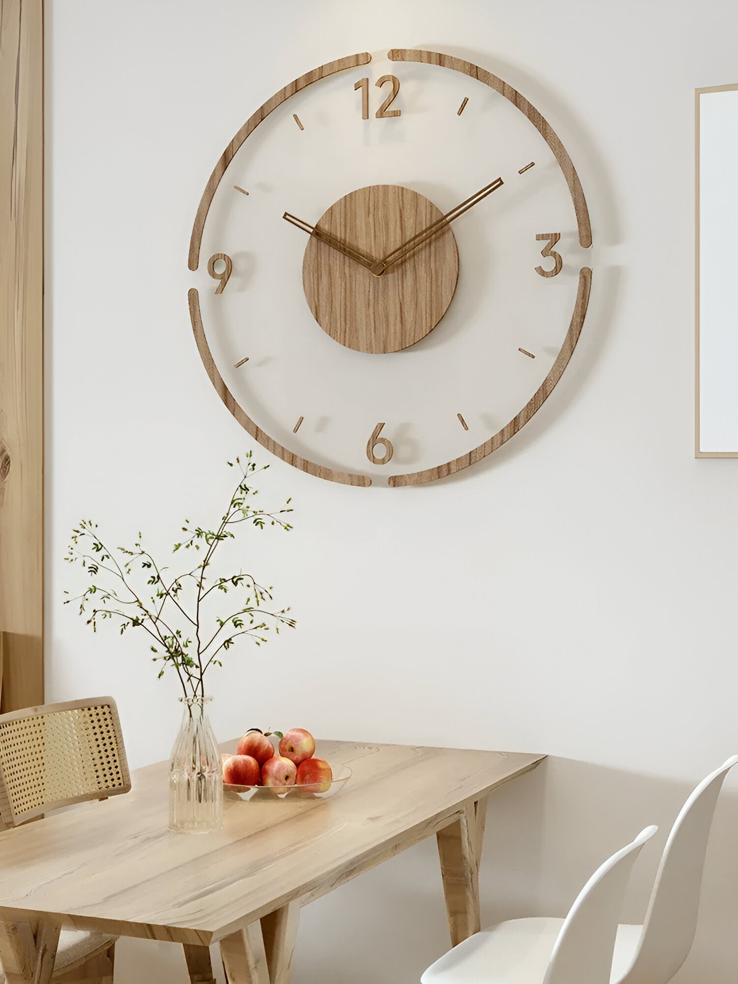 ClearWood Silent Wall Clock – Contemporary Wood and Acrylic Design