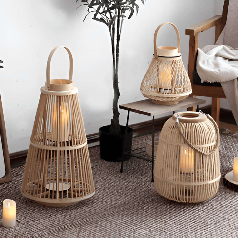 Boho Rattan Lantern – Handmade Ambient Lighting for Outdoors and Indoors