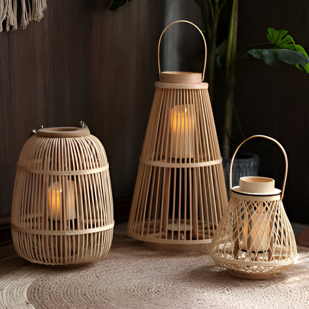 Boho Rattan Lantern – Handmade Ambient Lighting for Outdoors and Indoors