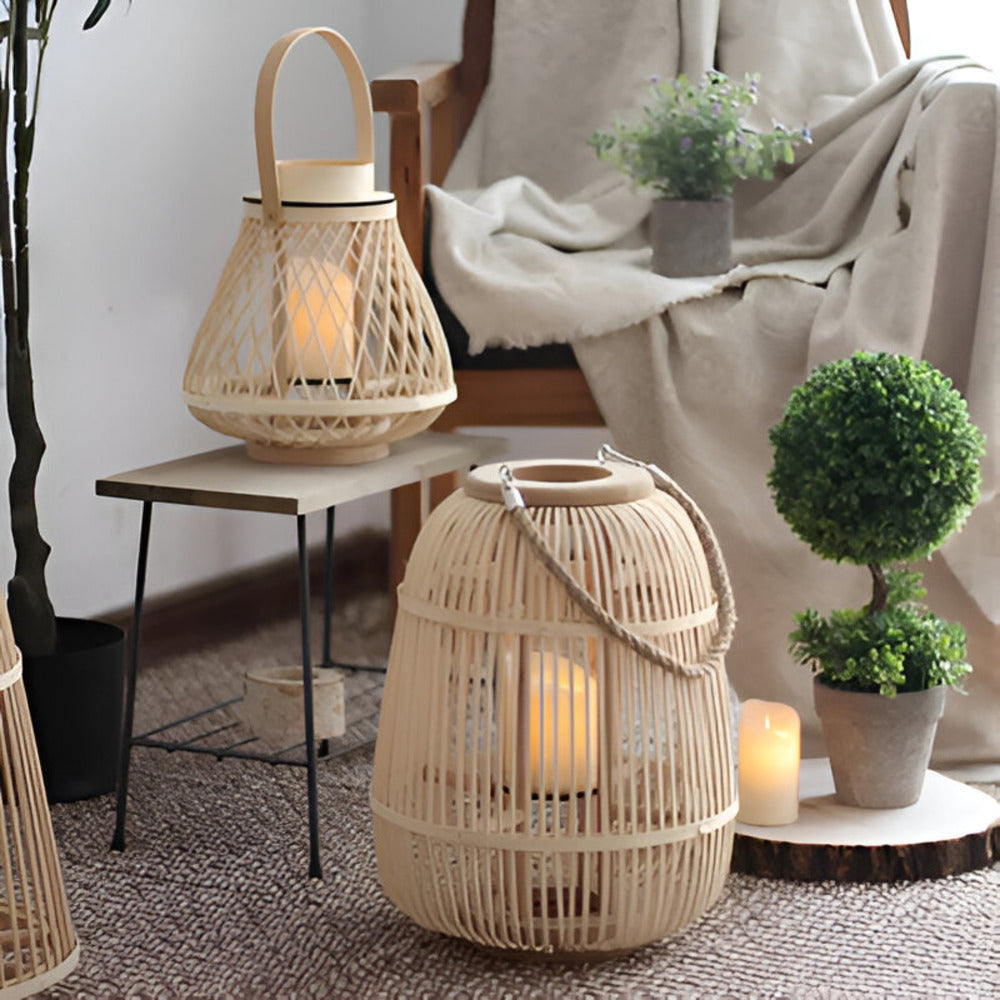 Boho Rattan Lantern – Handmade Ambient Lighting for Outdoors and Indoors