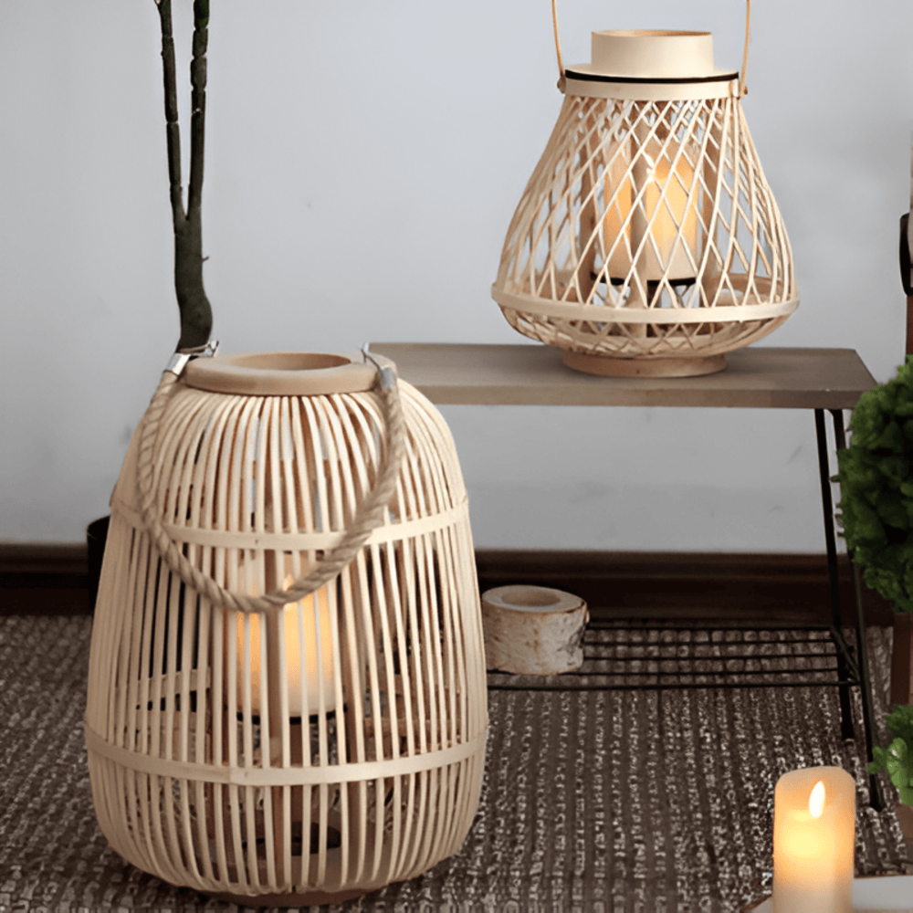 Boho Rattan Lantern – Handmade Ambient Lighting for Outdoors and Indoors