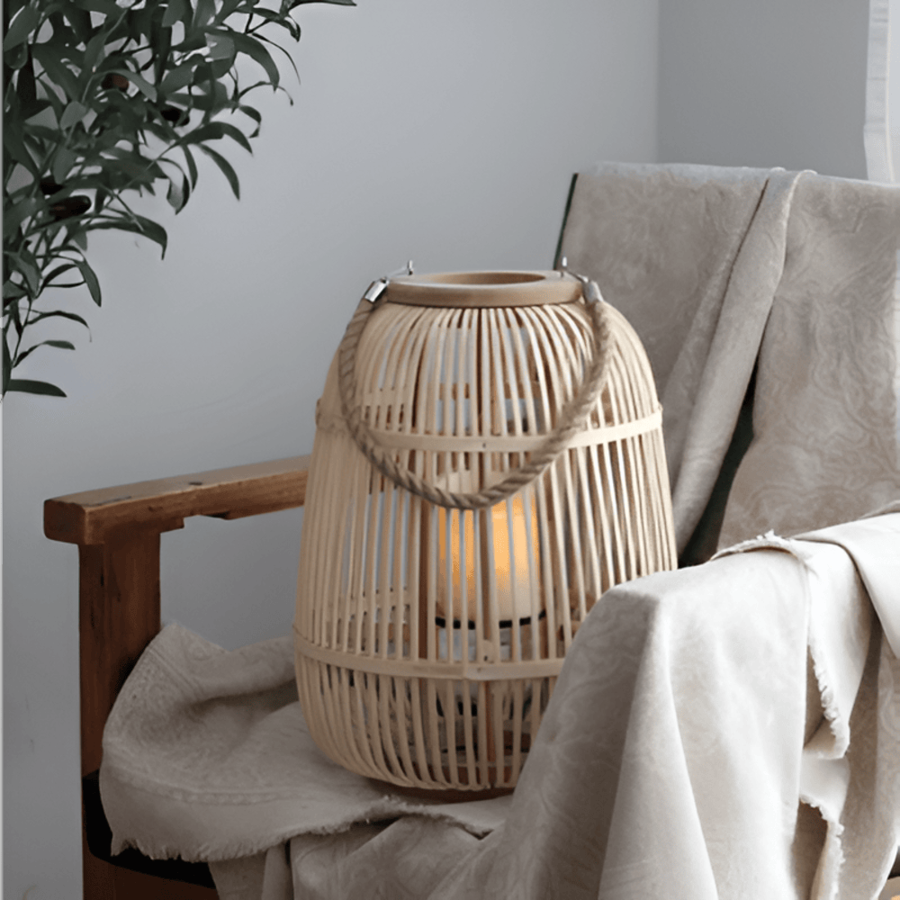 Boho Rattan Lantern – Handmade Ambient Lighting for Outdoors and Indoors