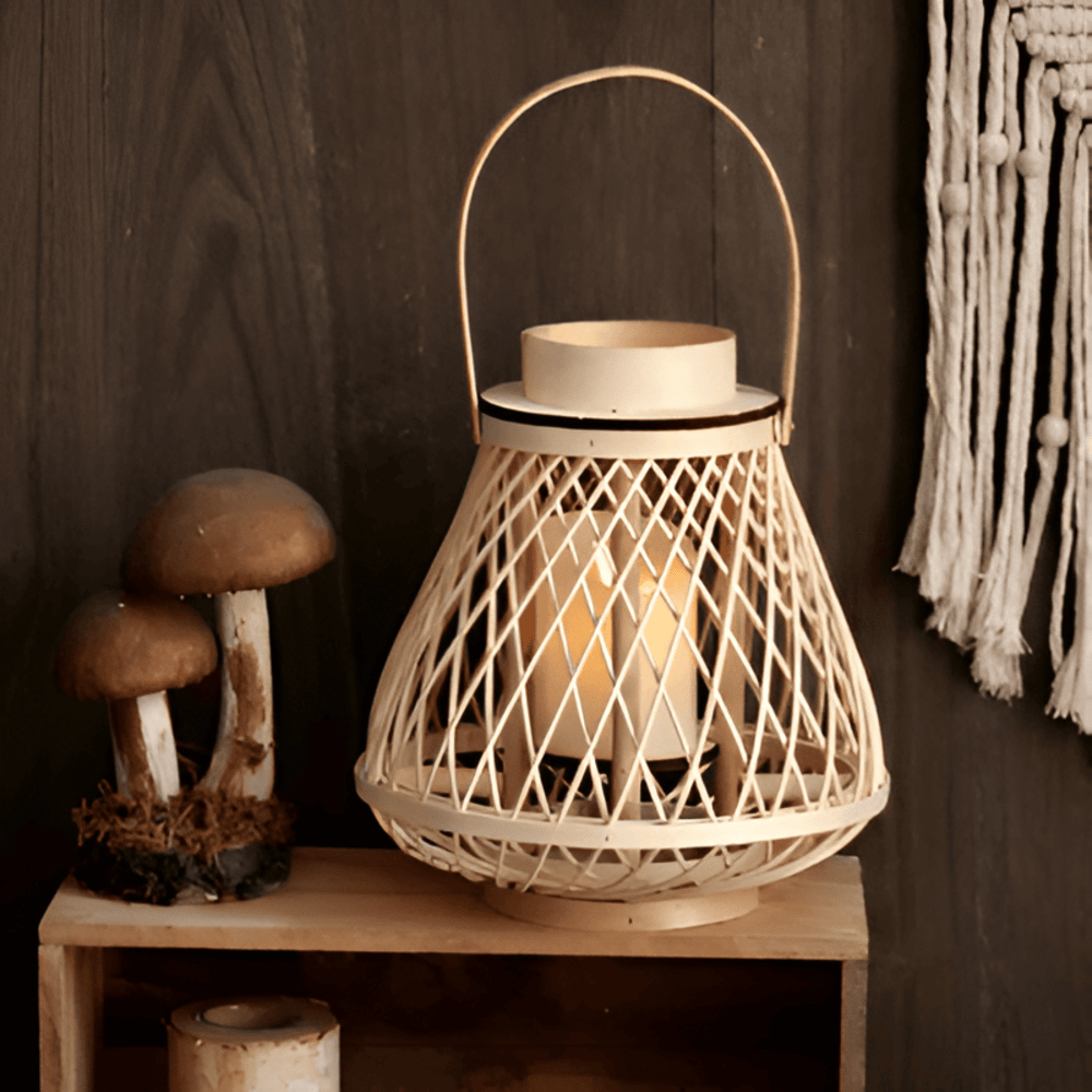 Boho Rattan Lantern – Handmade Ambient Lighting for Outdoors and Indoors