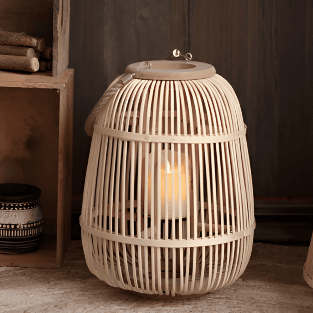 Boho Rattan Lantern – Handmade Ambient Lighting for Outdoors and Indoors