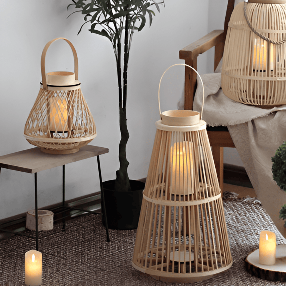Boho Rattan Lantern – Handmade Ambient Lighting for Outdoors and Indoors
