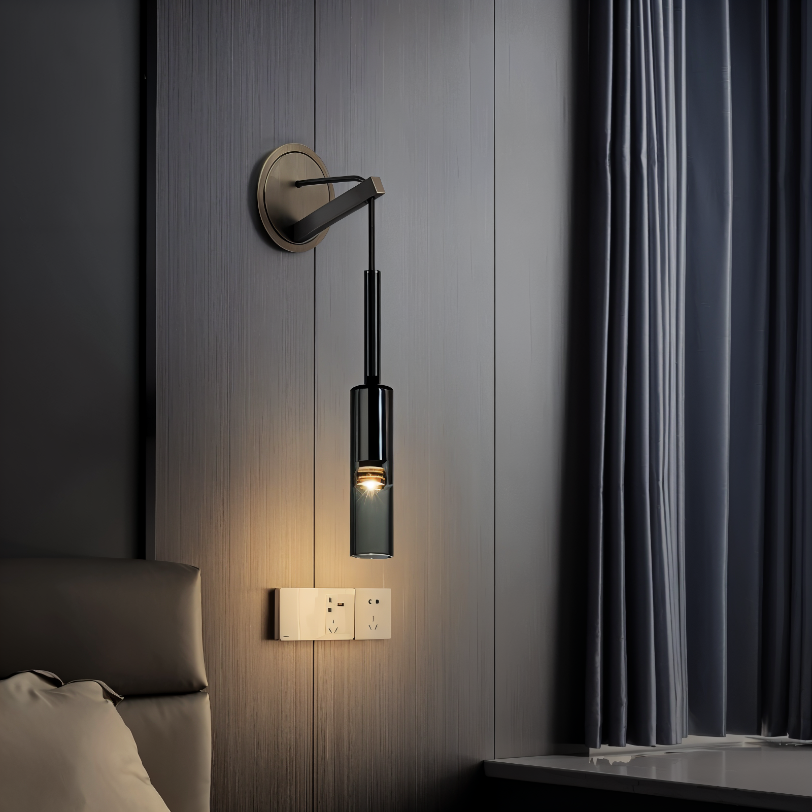 Minimal Wall Light with Smoke Glass – Orvane