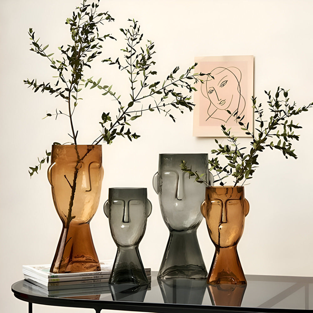 Artistic Head Glass Vase – Unique Decorative Vase for Modern Interiors