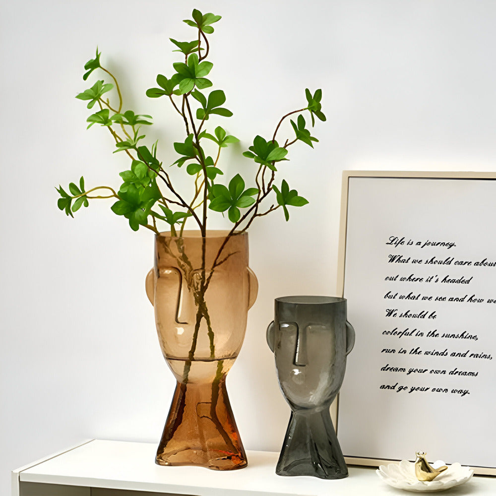 Artistic Head Glass Vase – Unique Decorative Vase for Modern Interiors