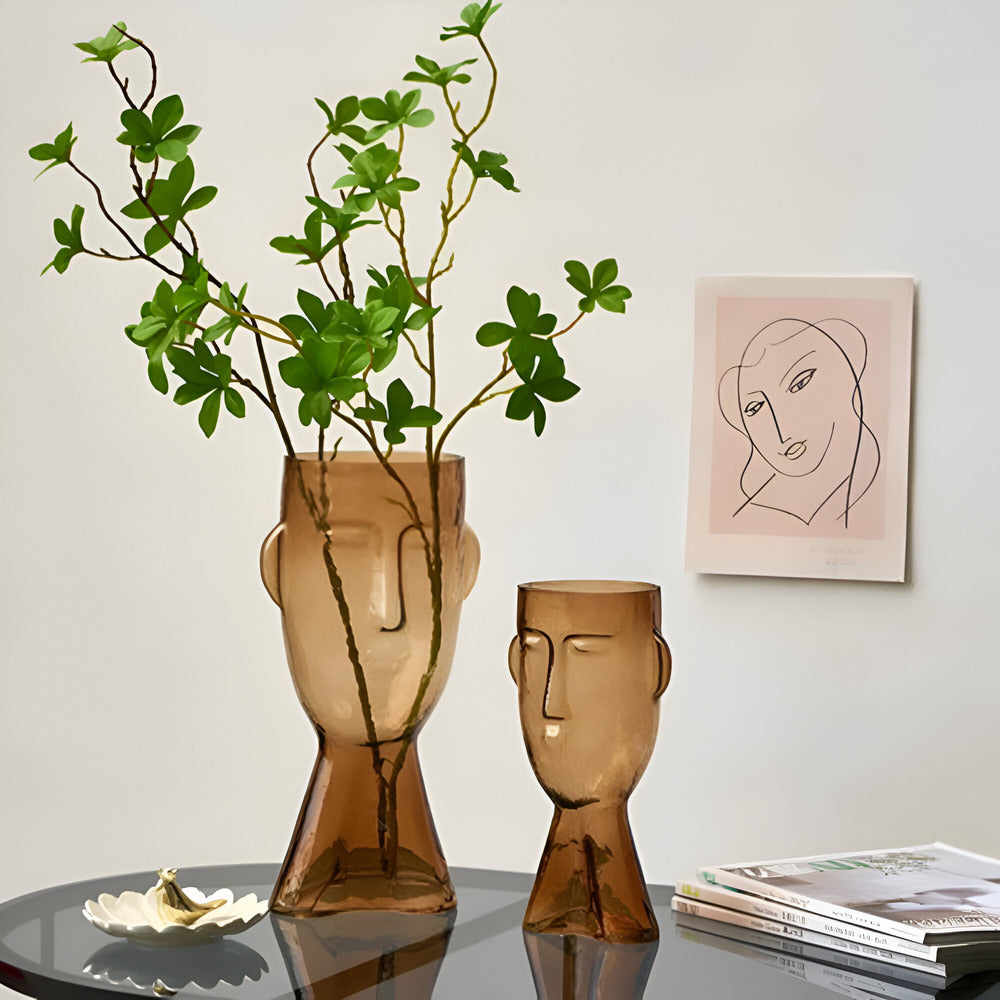 Artistic Head Glass Vase – Unique Decorative Vase for Modern Interiors