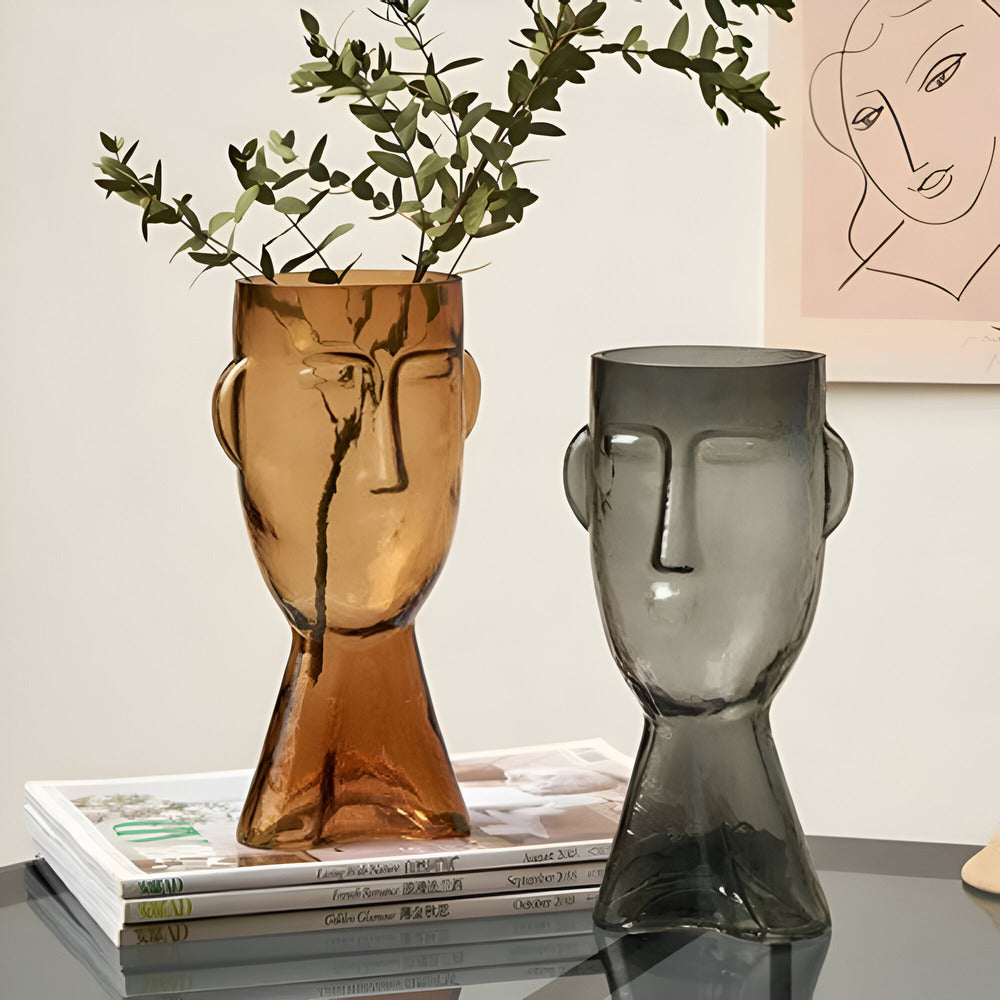 Artistic Head Glass Vase – Unique Decorative Vase for Modern Interiors