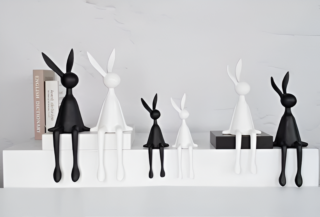 ResinLux Easter Bunny Figurine – Modern Elegance with Playful Character