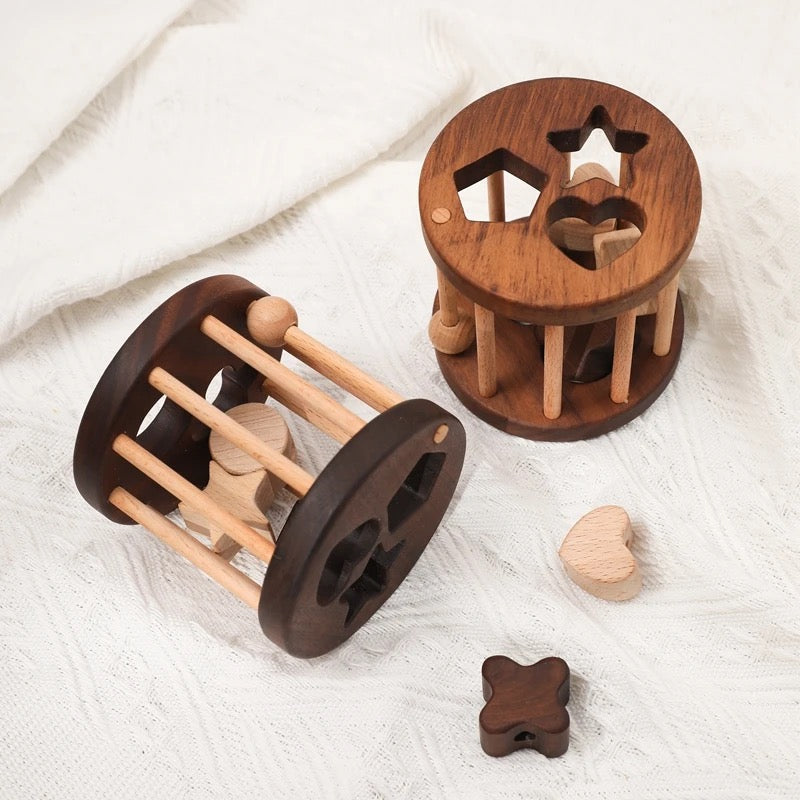 Wooden Puzzle with Basic Shapes for Children – Learning Game to Promote Motor Skills