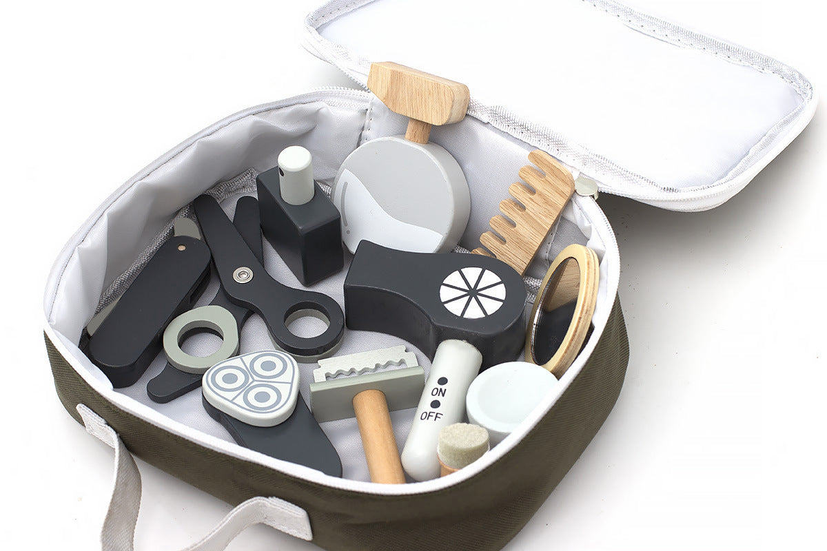 Wooden Hairdresser Toy with Belt Bag for Children – Cutting Professional