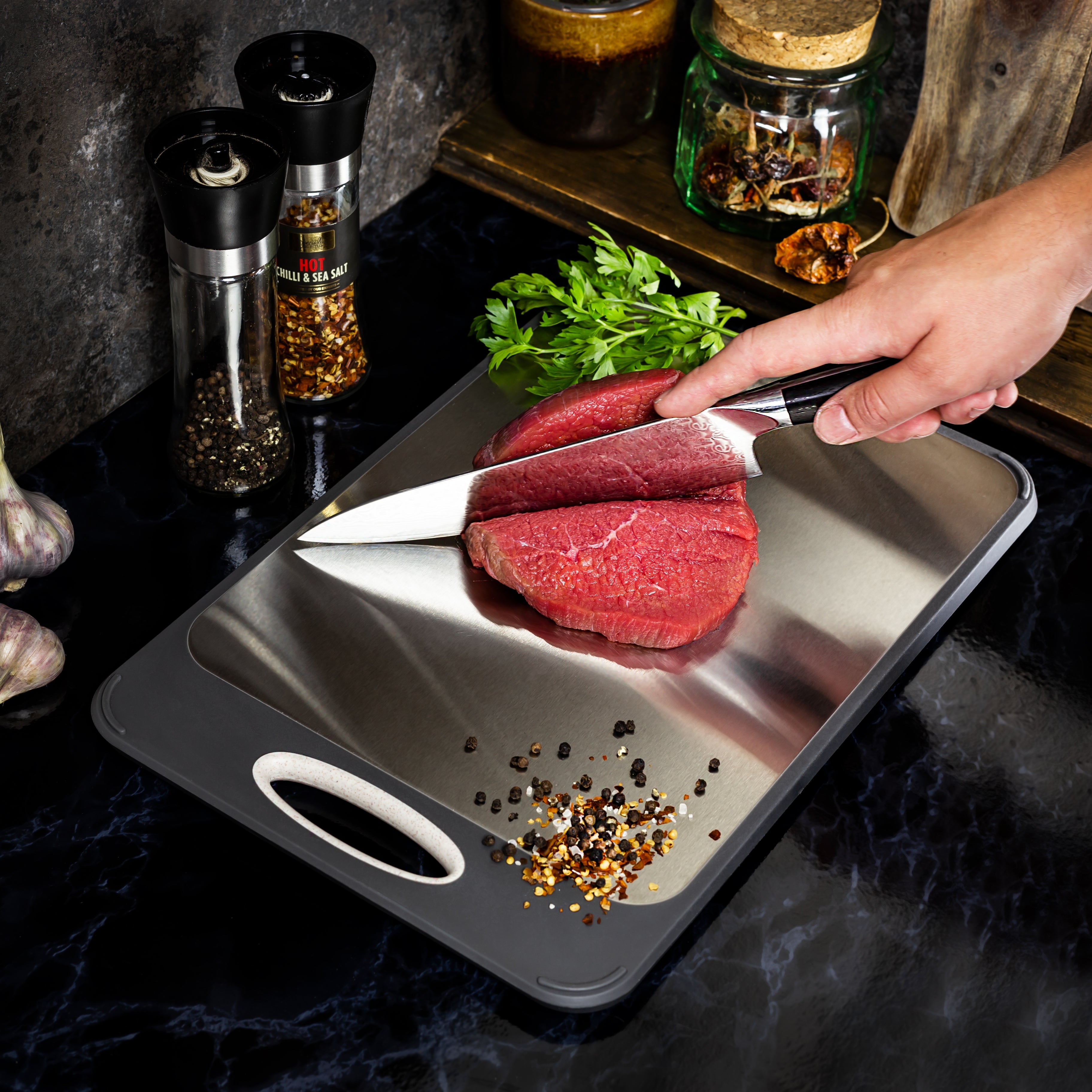 ChefPrime Stainless Kitchen Board | Durable, Eco-Friendly Non-Porous Cutting Solution