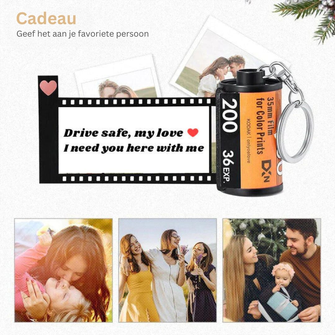 MemoirLuxe Photo Film Keychain | Customizable memory holder for heartfelt gifts