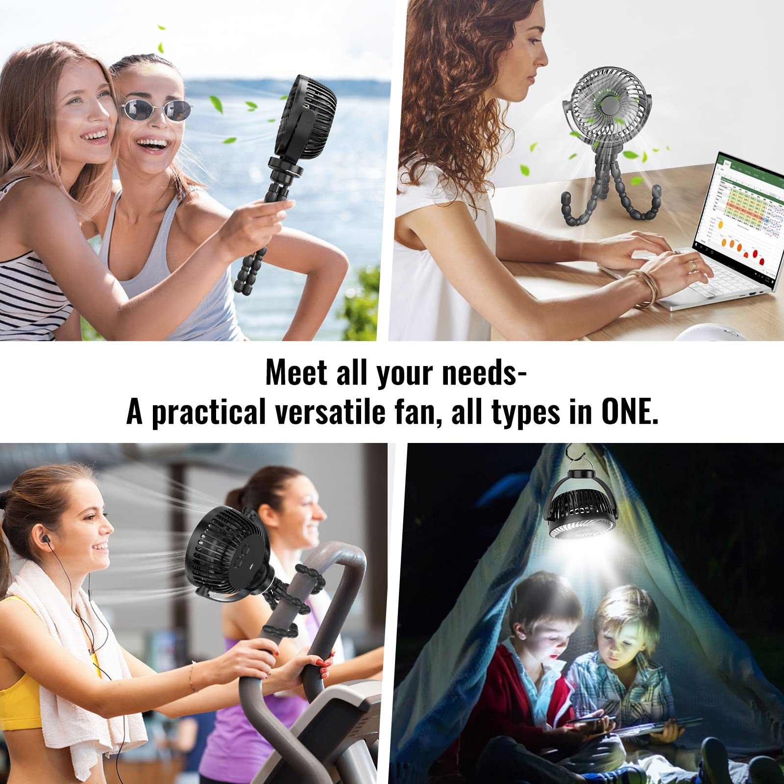 Portable Baby Stroller Fan with 8000mAh Battery