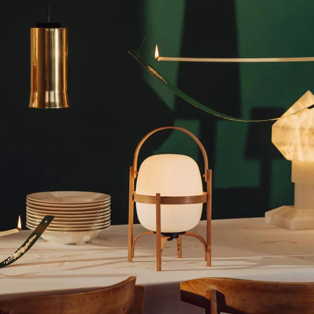 Japandi Table Lamp – Portable Glass Lantern for Atmospheric Lighting