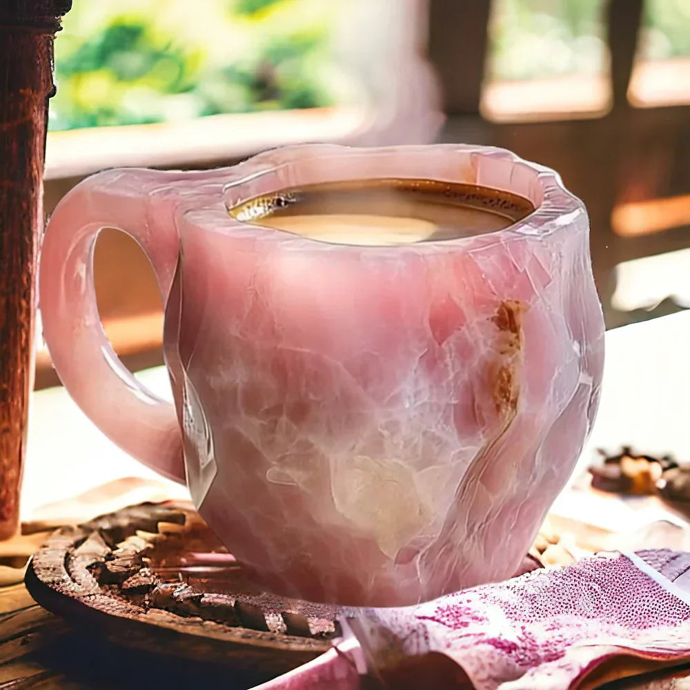 Beautiful Handmade Stone Mug – Unique Crystal Design for an Enchanting Drinking Experience