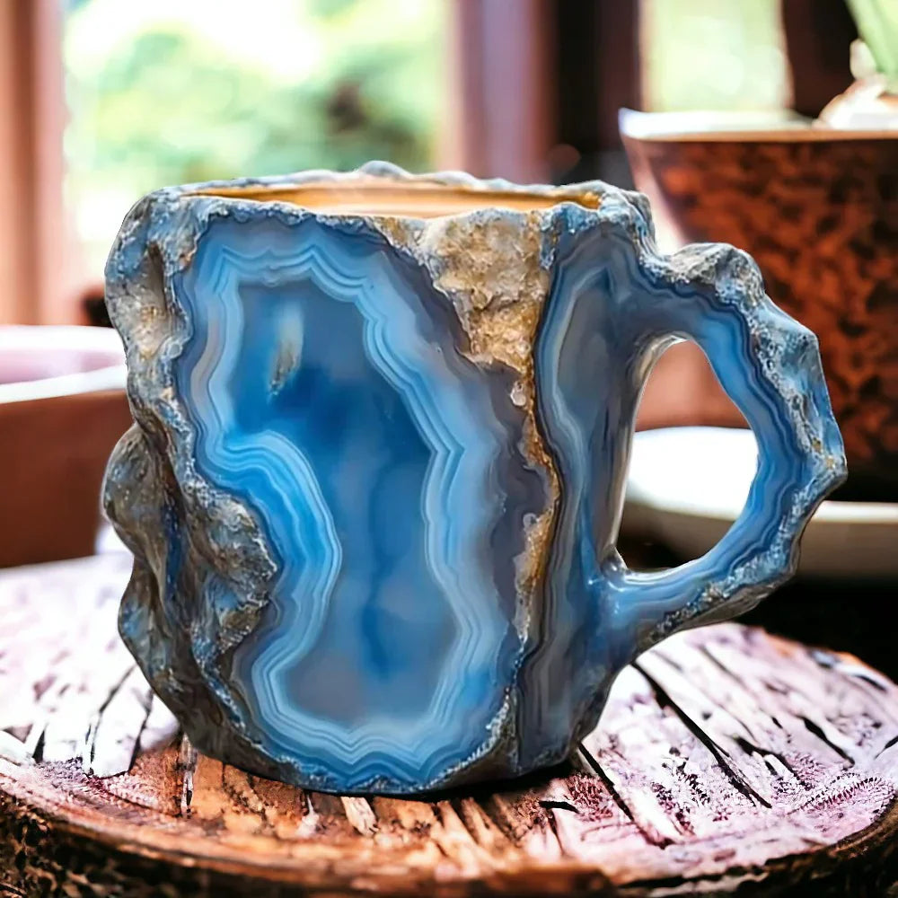 Beautiful Handmade Stone Mug – Unique Crystal Design for an Enchanting Drinking Experience