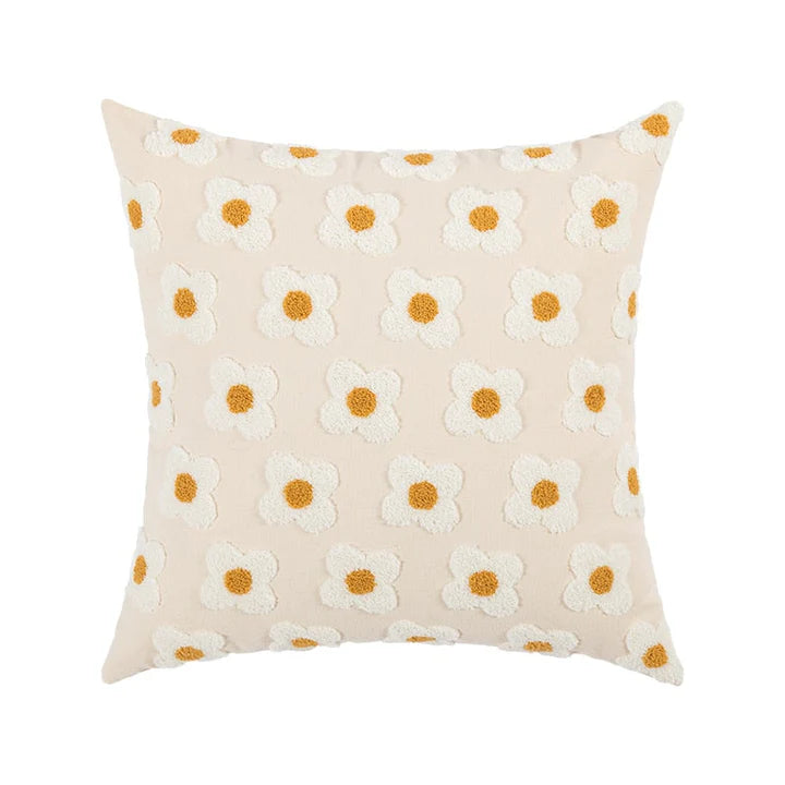 LuxeBloom Artisan Lumbar Pillow Cover Exquisite daisy embroidery for a touch of elegance and comfort in your home decor 1
