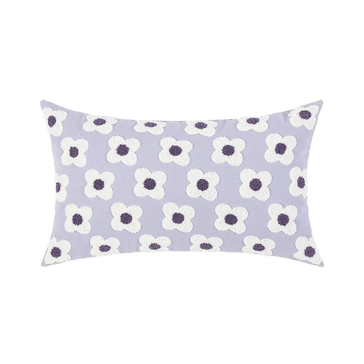 LuxeBloom Artisan Lumbar Pillow Cover Exquisite daisy embroidery for a touch of elegance and comfort in your home decor 2