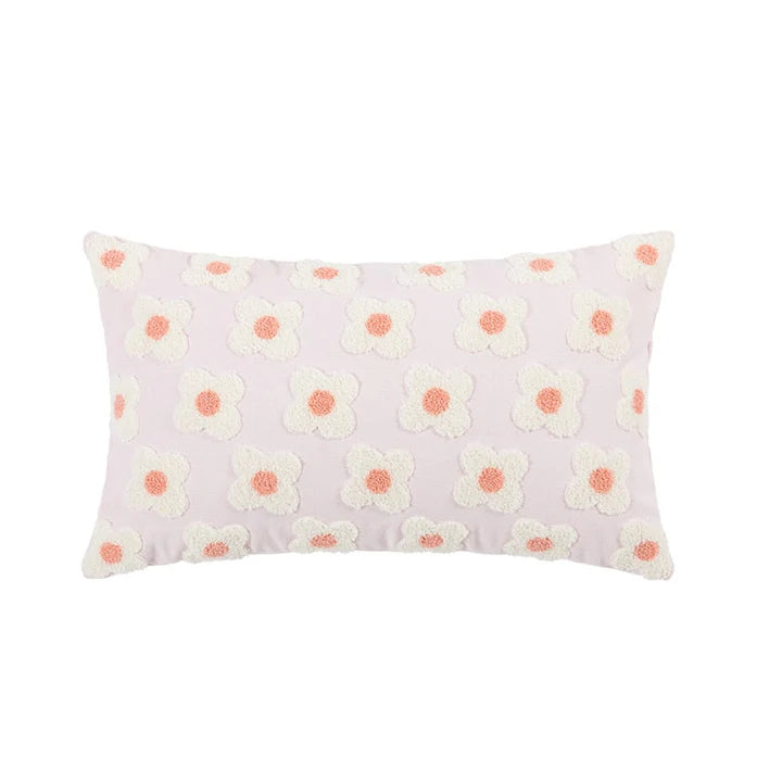 LuxeBloom Artisan Lumbar Pillow Cover Exquisite daisy embroidery for a touch of elegance and comfort in your home decor 4