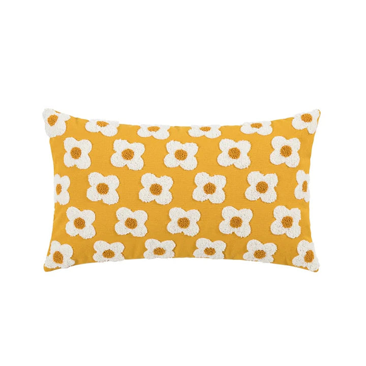 LuxeBloom Artisan Lumbar Pillow Cover Exquisite daisy embroidery for a touch of elegance and comfort in your home decor 8