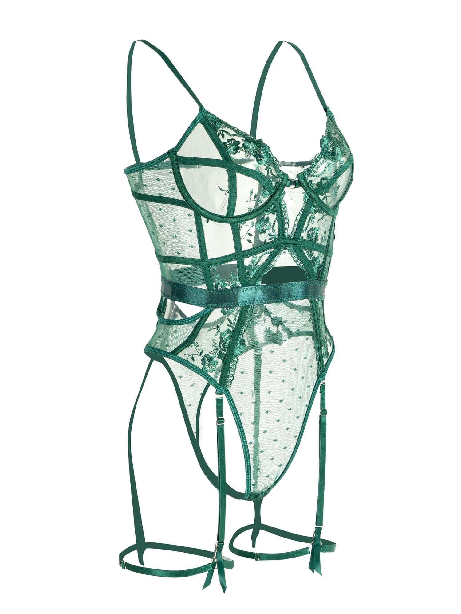 Green Lace Body Lingerie with Underwire