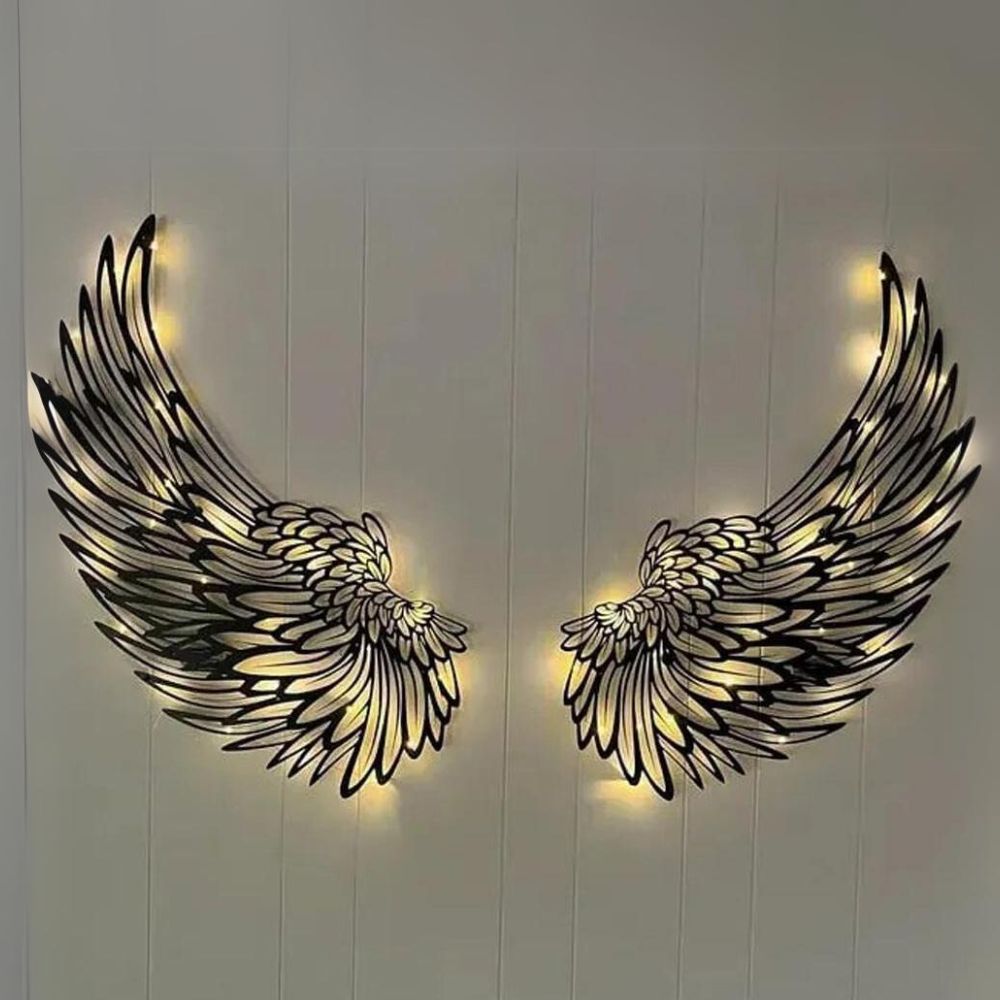 Angel Wings Wall Art with LED Lighting - Magical Atmosphere for Your Interior