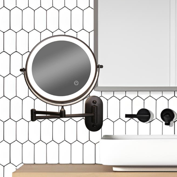 LumiReflect Premium LED MakeQup Mirror | Rechargeable wall-mounted magnifying mirror with adjustable lighting
