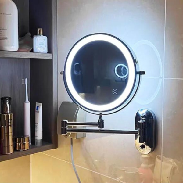 LumiReflect Premium LED MakeQup Mirror | Rechargeable wall-mounted magnifying mirror with adjustable lighting
