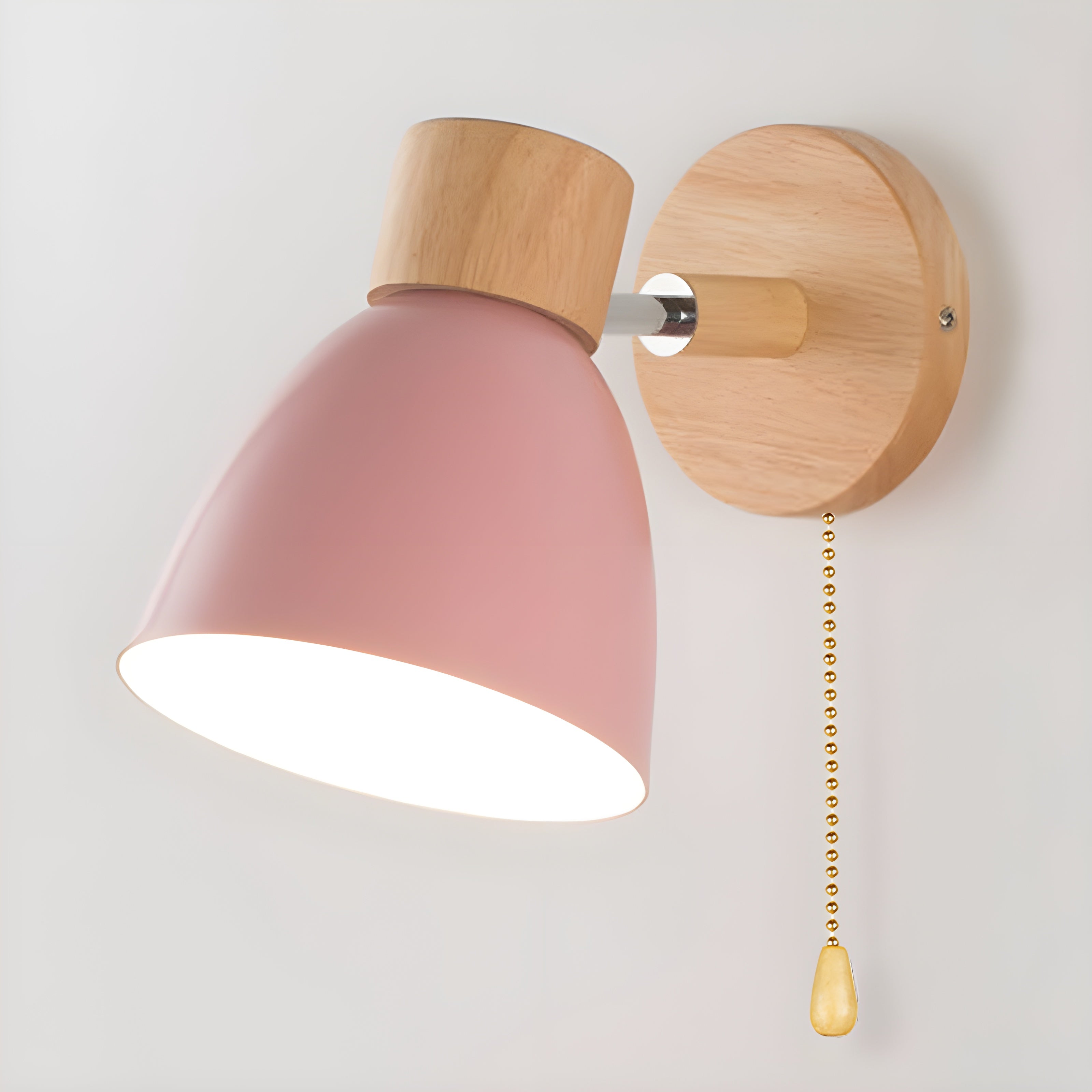 Wood Nordic Wall Lamp with Switch for the Bedroom