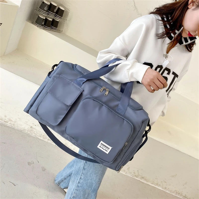 Multi-Pocket Travel Bag, Sports and Gym Duffle with Separate Shoe Compartment